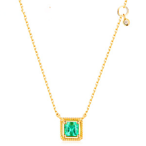 <span class=keywords><strong>Collier</strong></span> de luxe en argent sterling 925 avec émeraude carrée et diamant, chaîne en or 14 carats avec zirconium vert et blanc - Product Image 2