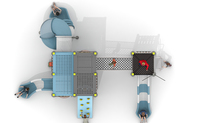 Équipement de terrain de jeu extérieur Flyingkids, structure de jeu pour enfants, tunnel en filet, rampe d'escalade, panneaux d'activités, écoles