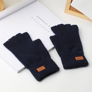 Gants demi-doigts chauds en <span class=keywords><strong>laine</strong></span> d'<span class=keywords><strong>alpaga</strong></span> pour hommes, sport de plein air, écran tactile sans doigts, mitaines pour étudiants, tricot d'hiver - Product Image 5
