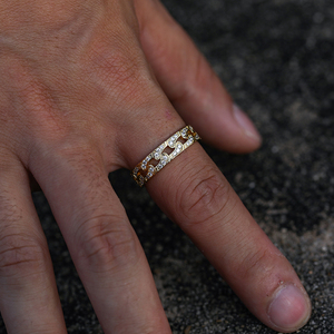 Anello Girevole Placcato Oro con Catena Cubana Iced Out CZ <span class=keywords><strong>da</strong></span> <span class=keywords><strong>Uomo</strong></span> e Donna, Misura XS - Product Image 2