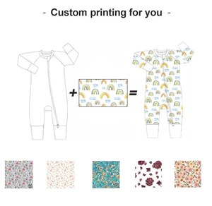 Pyjama en bambou biologique avec <span class=keywords><strong>fermeture</strong></span> éclair, Combinaison de nuit pour bébé, Combinaison pour nouveau-né, Combinaison de couchage pour bébé, Vêtements pour bébé à impression personnalisée - Product Image 4