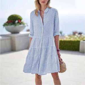 Novedad de 2025, vestidos informales elegantes Vintage, vestido de verano para mujer, Vestido camisero estampado - Product Image 2