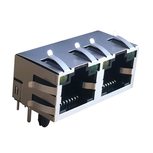 RJHSE-5381-02 tab without magnetic 8P8C hand jacks modular 1X2 Double mouth <span class=keywords><strong>RJ45</strong></span> female connector - Product Image 1