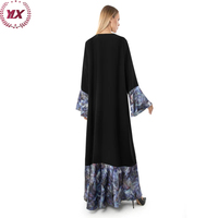 Haut de gamme élégant fantaisie fleur violette robe Abaya robe de soirée islamique personnalisée en tissu Organza droite fête Silhouette