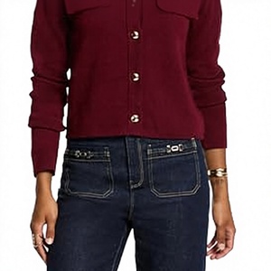 Custom Women Solid <b>Wool</b> Wonder <b>Yarn</b> Collared Button Front Regular Knit Cardigan Chest Pocket Anti-Pilling Wrinkle Resistant - Product Image 3