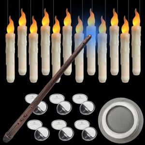 <b>Floating</b> <b>Candles</b> Wand Remote Magic Hanging <b>Candles</b> Flickering Yellow Warm White Light Flameless LED Taper Battery 12 Packs - Product Image 4