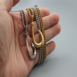 yunnique Fishhook Pendant Necklace Stainless Steel Unisex Gift Jewelry U Shape <b>Hook</b> Design - Product Image 4