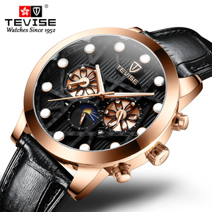 Fully Automatic Black Mechanical Men's Waterproof Business Watch with Moon Phase and Large Dial - Product Image 6
