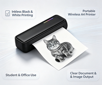 Imprimante thermique portable A4 sans encre, imprimante mobile sans fil, prend en charge l'impression de PDF, d'images et de feuilles de travail pour les étudiants
