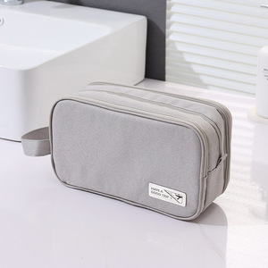 Travel Toiletry Bag Rectangle Gray Large Capacity With Zipper For Trip Storage - Product Image 3