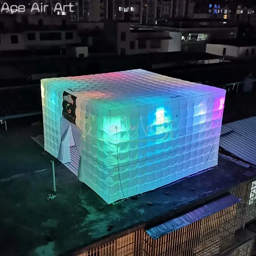 Привлекательная светодиодная световая палатка, надувная кубическая палатка, праздничный шатер для мероприятий на открытом воздухе или коммерческой аренды