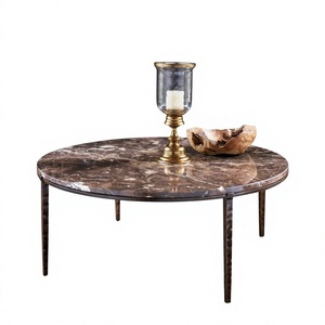 Modern Luxury Round <b>Side</b> & Center Coffee Tea <b>Table</b> <b>Gold</b> Stainless Steel Leg with Marble Top for Home Living Room Furniture - Product Image 6