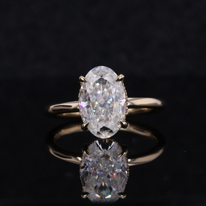 <span class=keywords><strong>Classico</strong></span> disegno a mano-made solitaire stile 14k solid gold 8*11mm ovale moissanite anello di pietra