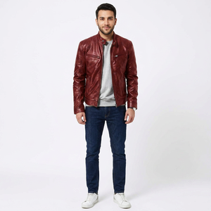 Finer Threads <b>Men's</b> Zip-Up <b>Leather</b> <b>Jacket</b>-Breathable & Vintage Style-Casual Design-Smooth Feel-Great Everyday Outerwear - Product Image 1