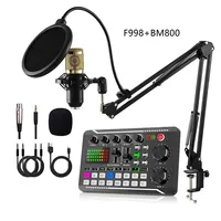 BM800 + F998 ses kartı mikrofon kiti ses mikseri ses karıştırma konsolu amplifikatör şarkı PC telefon kılıfı
