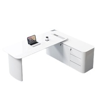 Bureau de direction moderne et minimaliste, au design créatif et de forme spéciale, avec peinture blanche laquée tendance
