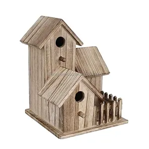 Factory Supplier Custom Gift Handmade Diy Wooden Nest Wild Farm Bird House 3d Farmhouse Birdhouse Wooden Bird House