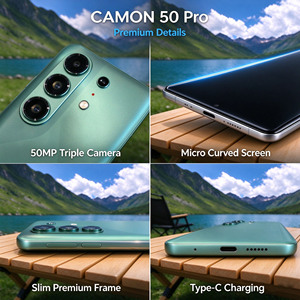 สมาร์ทโฟนรุ่น Global Version Camon 50 Pro ความจุ 512GB รองรับซิมคู่ ระบบปฏิบัติการ Android 15.0 เครื่องแท้ ปลดล็อคแล้ว จัดส่งไปยังประเทศจีน พร้อมบริการจัดส่งฟรี - Product Image 5
