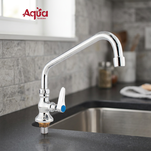 Robinet de cuisine à levier unique, bec flexible chromé poli, robinet d'eau froide à montage sur plan pour cuisine commerciale et domestique - Product Image 1