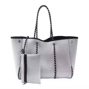Tas pantai kustom Neoprene tas bahu Travel belanja tas saku tas belanja kapasitas besar dengan dompet dompet