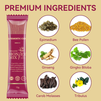 LIFEWORTH Mélange de miel personnalisé extra fort Miel Panax Ginseng & Tribulus Jelly Bee Pollen Packets pour une longue durée de vie avec votre LOGO