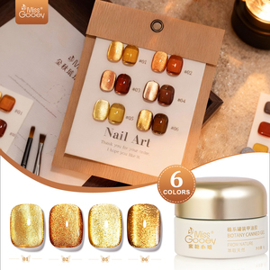 Set de Esmalte de Uñas en Gel UV Ojo de Gato Magnético Miss Gooey 8ml, 6 Colores Ámbar <span class=keywords><strong>Dorado</strong></span> Brillante, Marca Propia OEM - Product Image 4