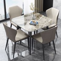 Table à manger carrée en ardoise brillante, style minimaliste moderne, 4 places, idéale pour les petits appartements, style nordique, pour les rassemblements décontractés