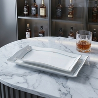 Service de vaisselle de luxe contemporain en porcelaine fine blanche, non toxique, pour café royal, 6 pièces, durable
