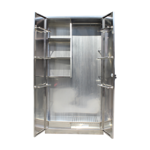 Gabinete <span class=keywords><strong>de</strong></span> limpieza <span class=keywords><strong>de</strong></span> acero inoxidable 304, 2 puertas, fregona, escoba, gabinete <span class=keywords><strong>de</strong></span> almacenamiento, gabinete <span class=keywords><strong>de</strong></span> limpieza para oficina escolar - Product Image 1