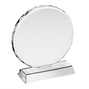 Trofeo Redondo de Cristal de 80 mm con Borde Facetado, Placa de Premio para Exhibición - Product Image 1