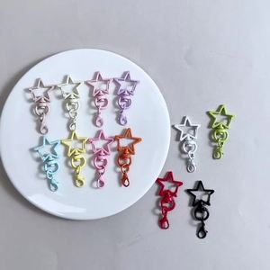 Colorful Painted Pentagonal Star with Crayfish Buckle Accessories DIY Accessories Wholesale Zinc Alloy Rotating Keychain Pendant - Product Image 5