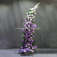 Arche de mariage moderne en fleurs de soie rondes pour toile de fond nuptiale et séances photo lors des réceptions de mariage