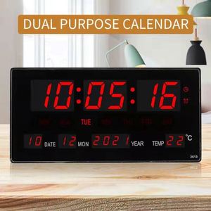 นาฬิกาแขวนผนังดิจิตอล LED ควอตซ์ทันสมัยแบบขายส่ง  วัสดุ ABS หน้าปัดเดียว  แสดงอุณหภูมิ  เหมาะสำหรับห้องนั่งเล่น - Product Image 2