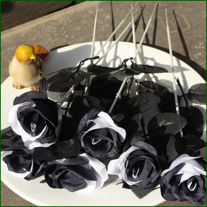 L06625 décoration de mariage maison fête décor <span class=keywords><strong>fausse</strong></span> soie noire Roses velours fleurs de Rose - Product Image 2
