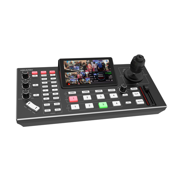 4-Channel HDM1 Video Mixer Switcher with PTZ Camera Control 5.5 Inch Screen Live Streaming Broadcast Video Conferences Meetings