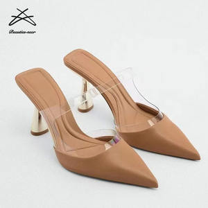 Sandali ZAR* con <span class=keywords><strong>Tacco</strong></span> <span class=keywords><strong>Basso</strong></span> e Medio Trasparente, Scarpe Sexy a Punta per Donne e Signore, Ciabatte con <span class=keywords><strong>Tacco</strong></span> - Product Image 1