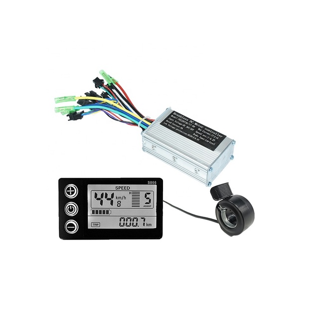 Electric Bike Controller 17A DC 36V 48V LCD Display Thumb Throttle Ebike Conversion Kit for 250W 350W Brushless Motor