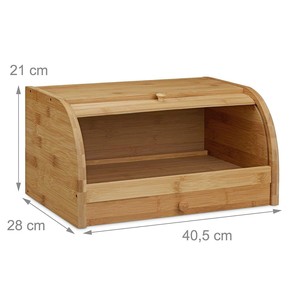 Ruoyi Bamboo Bread Box Natural Color Double Layer Pull Out <b>Storage</b> <b>Kitchen</b> Countertop Bread <b>Container</b> - Product Image 2