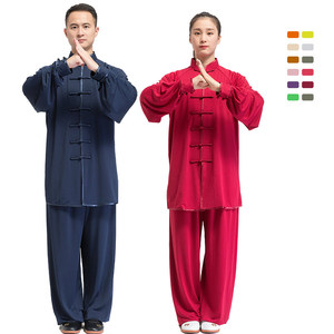 Custom Logo Tang suit Mens Kung Fu Uniform Tai Chi Uniform Cotton linen Silk Womens Chinese Traditional Kung Fu Clothing