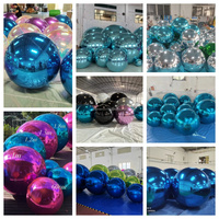 Boule à miroir argentée double couche Ballon gonflable en PVC Boule à neige géante réfléchissante Arche étanche Mariage Halloween Noël
