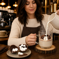 Boomblizo 4ct Bombes de chocolat chaud fourrées à la guimauve saveur lait, sphères de cacao fondantes, coffret cadeau de Noël, vente en gros