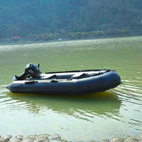 Hipalon – coque de sol gonflable en aluminium côtelé, radeau de pêche, bateau à la dérive, Packraft avec arrière en aluminium et échelle en acier inoxydable