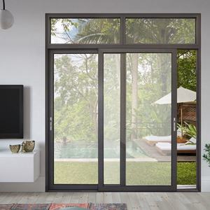 Maison en verre de sécurité bon marché portes coulissantes en verre <span class=keywords><strong>PVC</strong></span> fenêtres d'ouragan porte horizontale fronts en aluminium porte d'entrée - Product Image 3