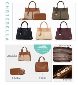 Bolsos de mano estructurados para mujer Chrisbella 2025, bolsos de mano de color de contraste para mujer, venta al por mayor <span class=keywords><strong>china</strong></span>, novedad - Product Image 6