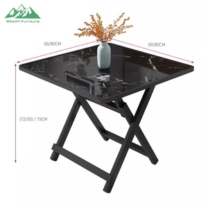 Mesa Plegable Multiusos Wayon, Escritorio Cuadrado para Comedor y Estudio que Ahorra Espacio con Superficie con Diseño de Mármol. - Product Image 5