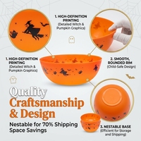 Bol de service réutilisable en plastique pour Halloween, bac à bonbons, seau à snacks, vaisselle de fête, godet à popcorn, récipient pour friandises, décoration