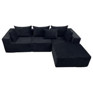 Canapé modulaire en forme de L, chaise longue, canapé en bloc de tofu, simplicité moderne, revêtement en flanelle de tissu compressé - Product Image 5