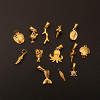 Pendentifs mignons en acier inoxydable plaqué or 18 carats, étanches, avec breloques en zircon en forme de poisson marin, faits à la main, pour femmes