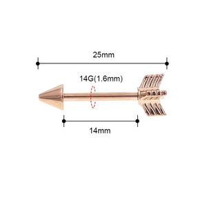 Piercing de pecho tipo barra industrial de calibre 14 con punta de <span class=keywords><strong>flecha</strong></span> de acero inoxidable, anillo para pezón, joyería para piercing corporal - Product Image 2