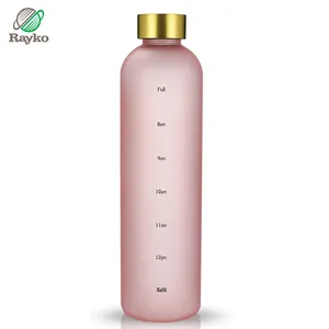 2021 hot selling item 1 L drinking plastic water bottle with time markers plastic water bottle for sport BPA FREE